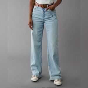 AE Dreamy Stretch Super High-Waisted Baggy Wide-Leg Jean - Salty Air, Regular